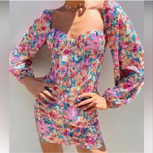 Princess Polly Laurie Corset Mini Dress Multi Size US 8 NWT